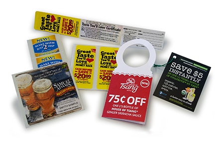 Custom shapes and sizes for collars, extended content booklets and other promotional labels..